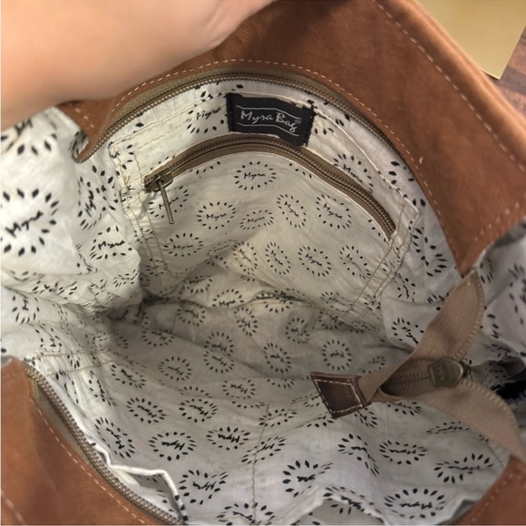 Myra Bag Brown and Red Patterned Shoulder Bag - Picture 6 of 7